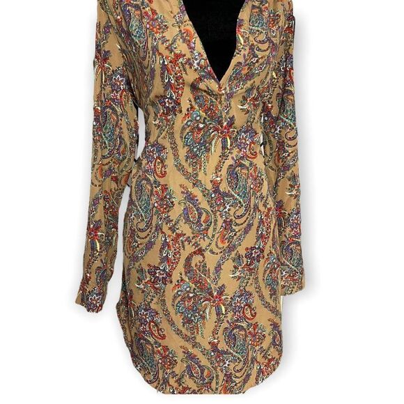 Timing Multicolored Paisley Print V-Neck Top Size Small Casual Tunic Workwear - Picture 5 of 8